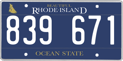 RI license plate 839671