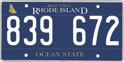 RI license plate 839672