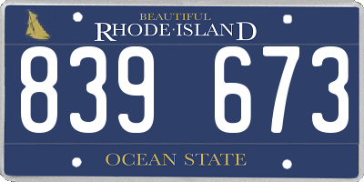 RI license plate 839673