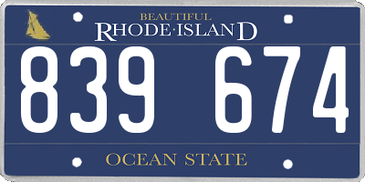 RI license plate 839674