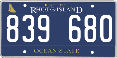 RI license plate 839680