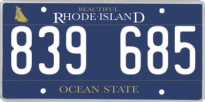 RI license plate 839685