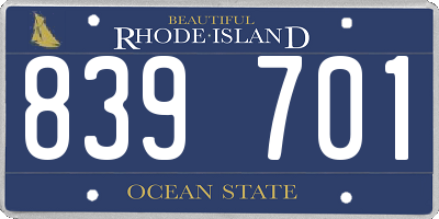 RI license plate 839701