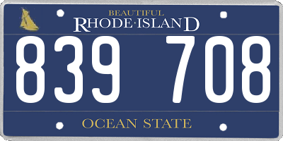 RI license plate 839708