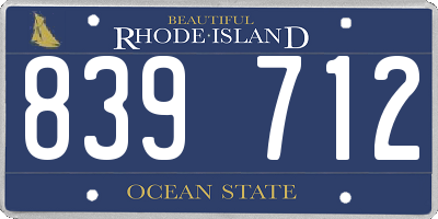 RI license plate 839712
