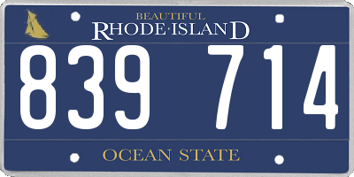 RI license plate 839714