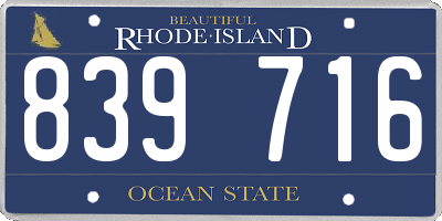RI license plate 839716