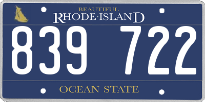 RI license plate 839722