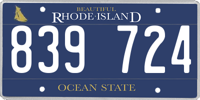RI license plate 839724