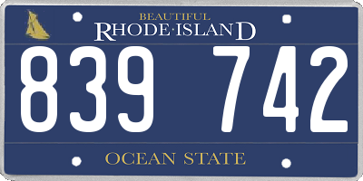 RI license plate 839742