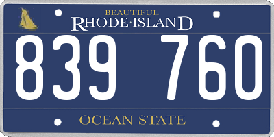 RI license plate 839760