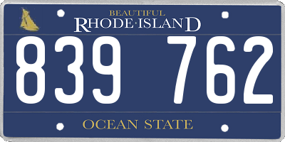 RI license plate 839762