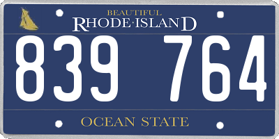 RI license plate 839764