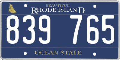 RI license plate 839765