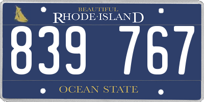 RI license plate 839767