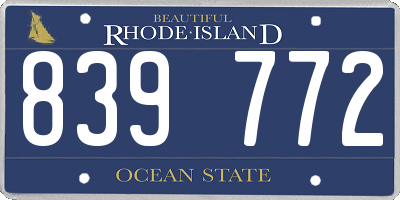 RI license plate 839772