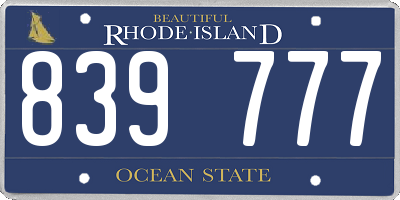 RI license plate 839777
