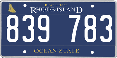 RI license plate 839783