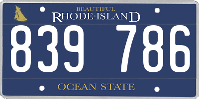 RI license plate 839786
