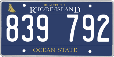 RI license plate 839792