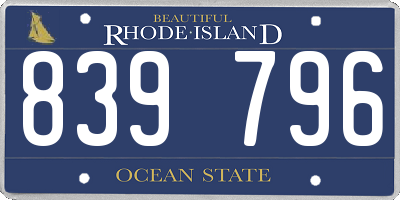 RI license plate 839796