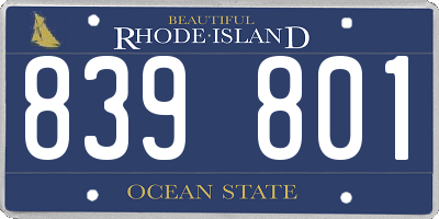 RI license plate 839801
