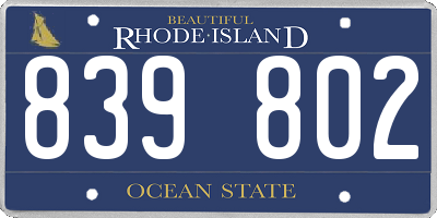RI license plate 839802