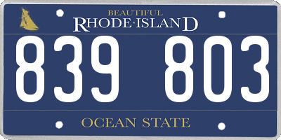 RI license plate 839803