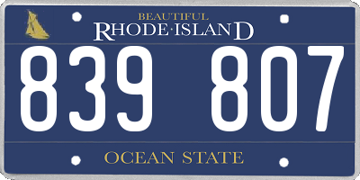 RI license plate 839807
