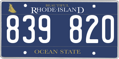 RI license plate 839820