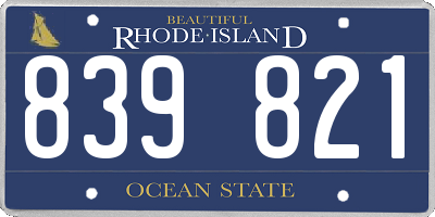 RI license plate 839821