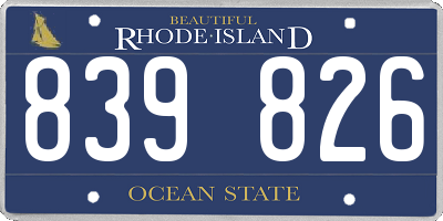 RI license plate 839826
