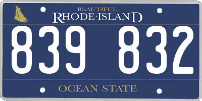 RI license plate 839832