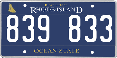 RI license plate 839833