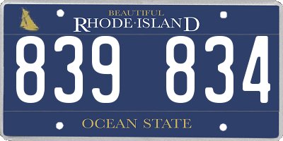 RI license plate 839834