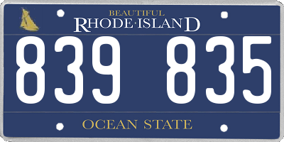 RI license plate 839835