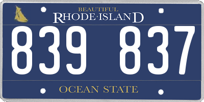 RI license plate 839837