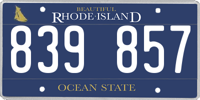 RI license plate 839857