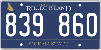 RI license plate 839860