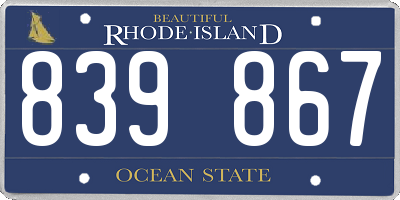 RI license plate 839867