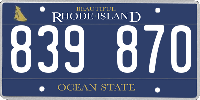 RI license plate 839870