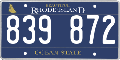RI license plate 839872