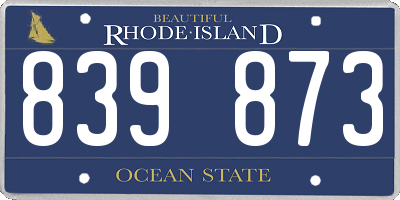 RI license plate 839873