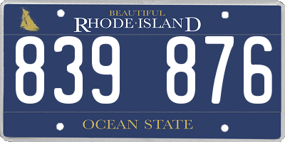 RI license plate 839876