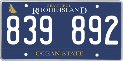 RI license plate 839892
