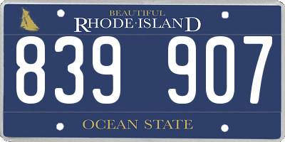RI license plate 839907