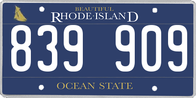 RI license plate 839909