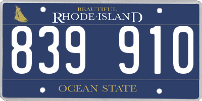 RI license plate 839910