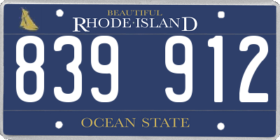 RI license plate 839912