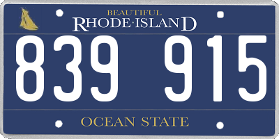 RI license plate 839915